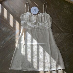 Princess Polly Dragon Brocade Mini Dress | Champagne Satin Bustier Slip Sz 4